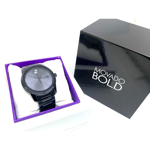 Movado Mens Watch 3600862 Bold Verso Blue Dial Swiss Quartz Stainless Steel 42mm - Picture 3 of 15